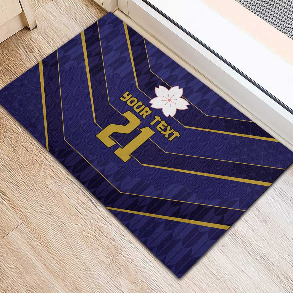 Japan Pacific Rugby 2022-23 Custom Rubber Doormat Blue Sakura Japanese Wave Pattern LT9 - Polynesian Pride