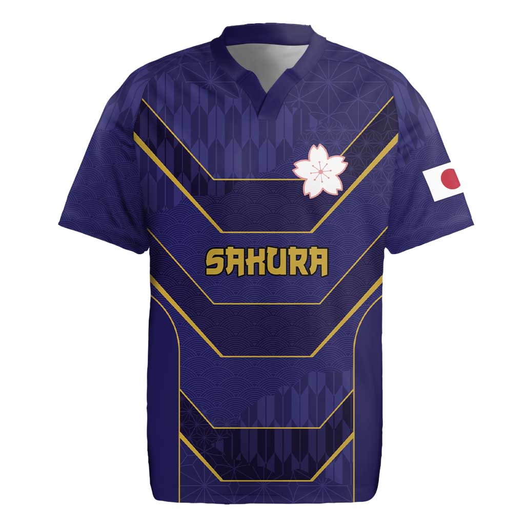 Japan Pacific Rugby 2022-23 Custom Rugby Jersey Blue Sakura Japanese Wave Pattern LT9 Blue - Polynesian Pride