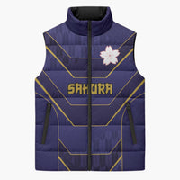 Japan Pacific Rugby 2022-23 Custom Sleeveless Puffer Jacket Blue Sakura Japanese Wave Pattern LT9 Unisex Blue - Polynesian Pride