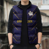 Japan Pacific Rugby 2022-23 Custom Sleeveless Puffer Jacket Blue Sakura Japanese Wave Pattern LT9 - Polynesian Pride