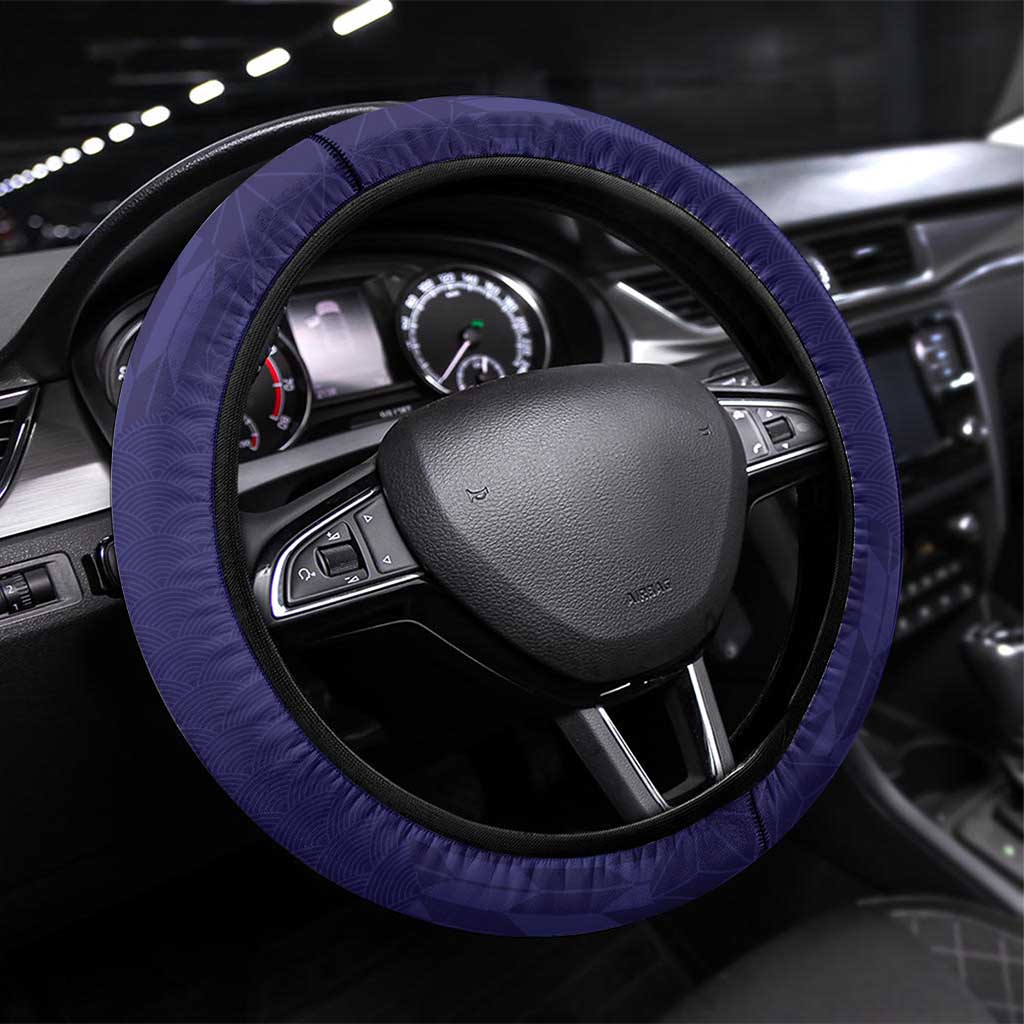 Japan Pacific Rugby 2022-23 Steering Wheel Cover Blue Sakura Japanese Wave Pattern LT9 Universal Fit Blue - Polynesian Pride