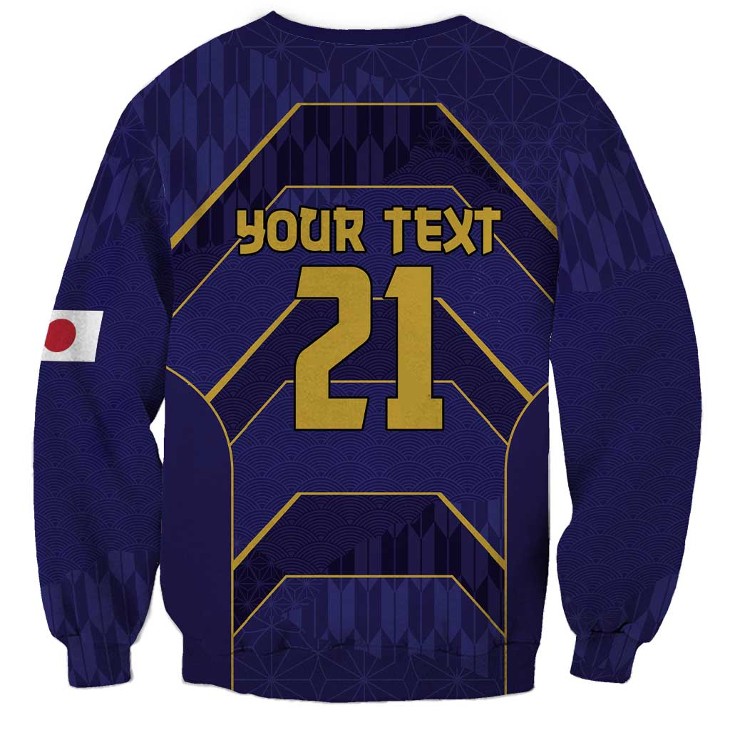 Japan Pacific Rugby 2022-23 Custom Sweatshirt Blue Sakura Japanese Wave Pattern LT9 - Polynesian Pride