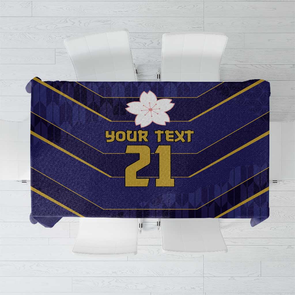 Japan Pacific Rugby 2022-23 Custom Tablecloth Blue Sakura Japanese Wave Pattern LT9 Blue - Polynesian Pride