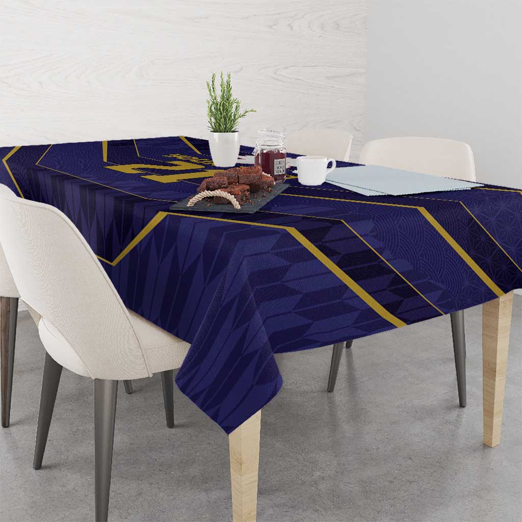 Japan Pacific Rugby 2022-23 Custom Tablecloth Blue Sakura Japanese Wave Pattern LT9 - Polynesian Pride