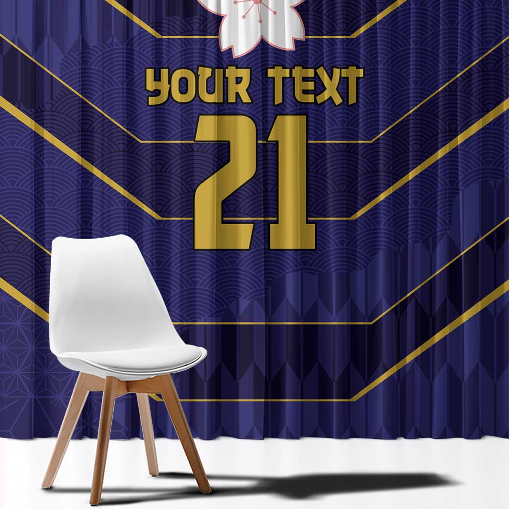 Japan Pacific Rugby 2022-23 Custom Window Curtain Blue Sakura Japanese Wave Pattern