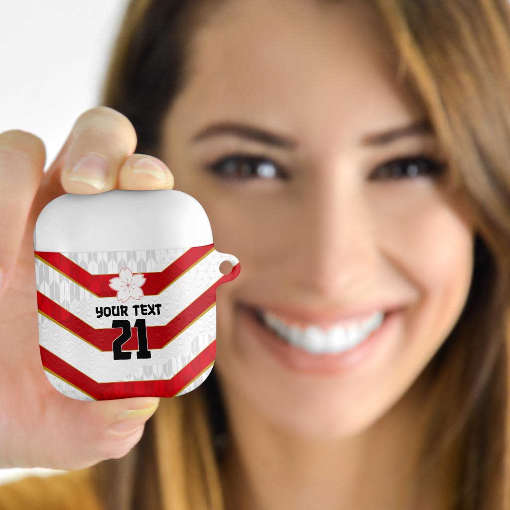 Japan Pacific Rugby 2022-23 Custom AirPods Case Red Sakura Japanese Wave Pattern LT9 Red - Polynesian Pride