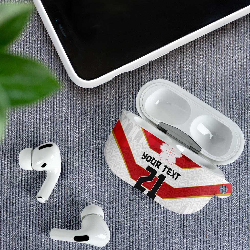 Japan Pacific Rugby 2022-23 Custom AirPods Case Red Sakura Japanese Wave Pattern LT9 - Polynesian Pride