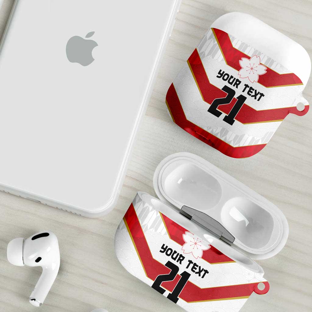 Japan Pacific Rugby 2022-23 Custom AirPods Case Red Sakura Japanese Wave Pattern LT9 - Polynesian Pride