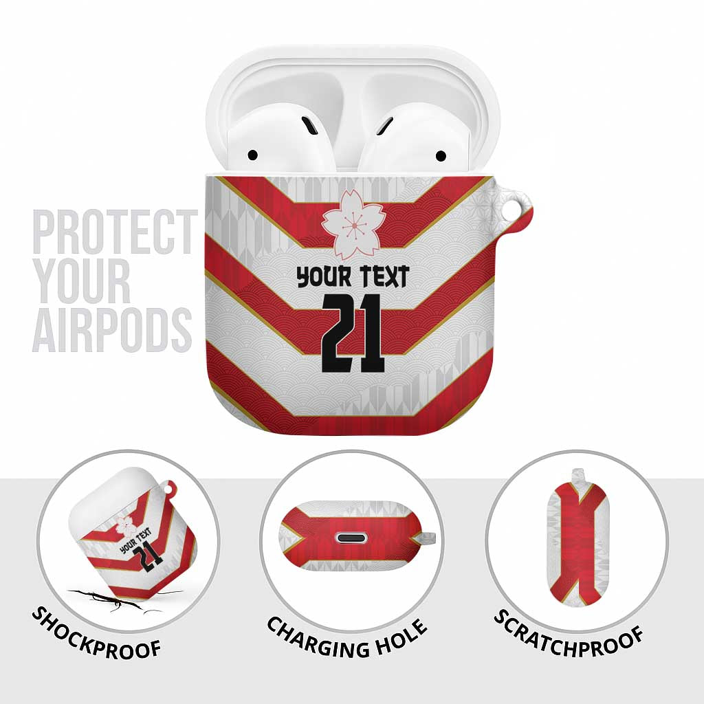 Japan Pacific Rugby 2022-23 Custom AirPods Case Red Sakura Japanese Wave Pattern LT9 - Polynesian Pride