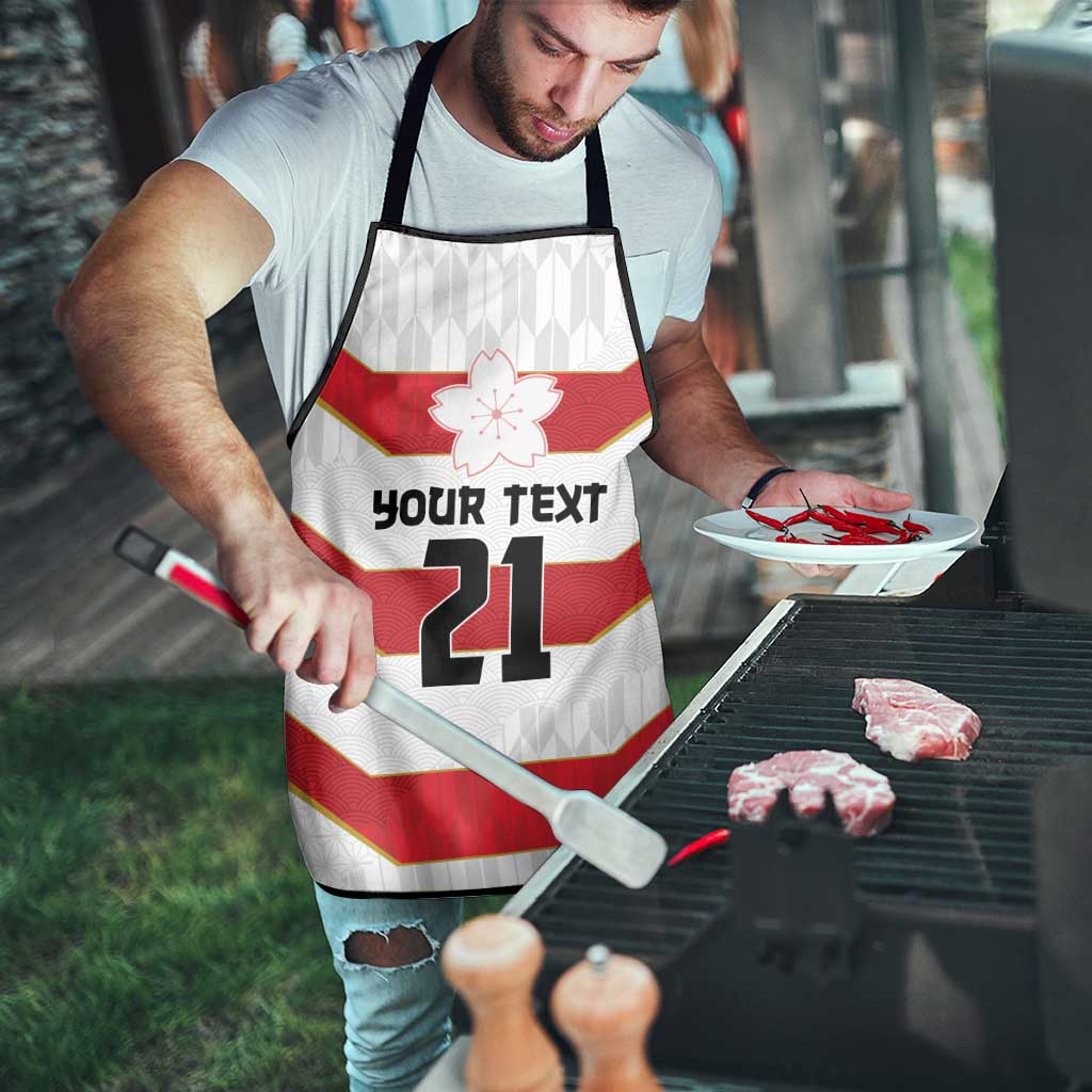 Japan Pacific Rugby 2022-23 Custom Apron Red Sakura Japanese Wave Pattern LT9 - Polynesian Pride