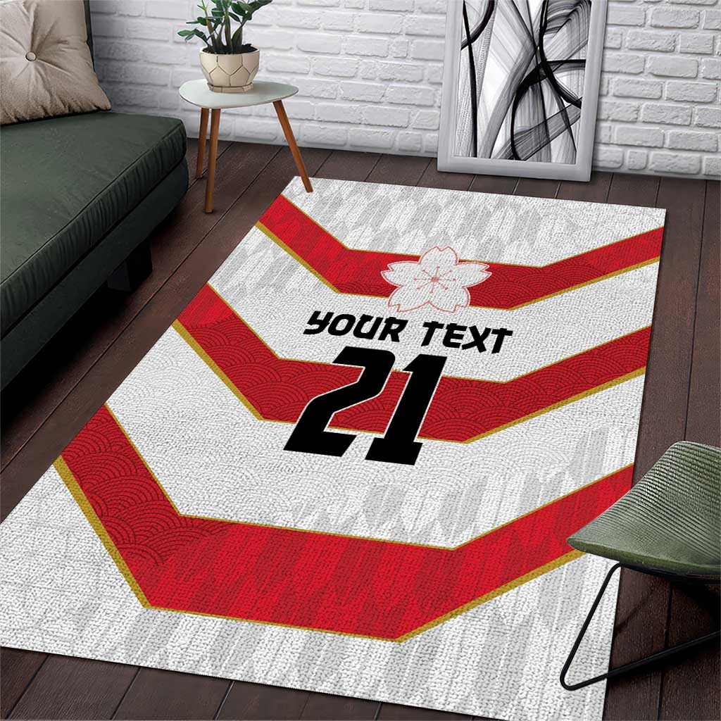 Japan Pacific Rugby 2022-23 Custom Area Rug Red Sakura Japanese Wave Pattern