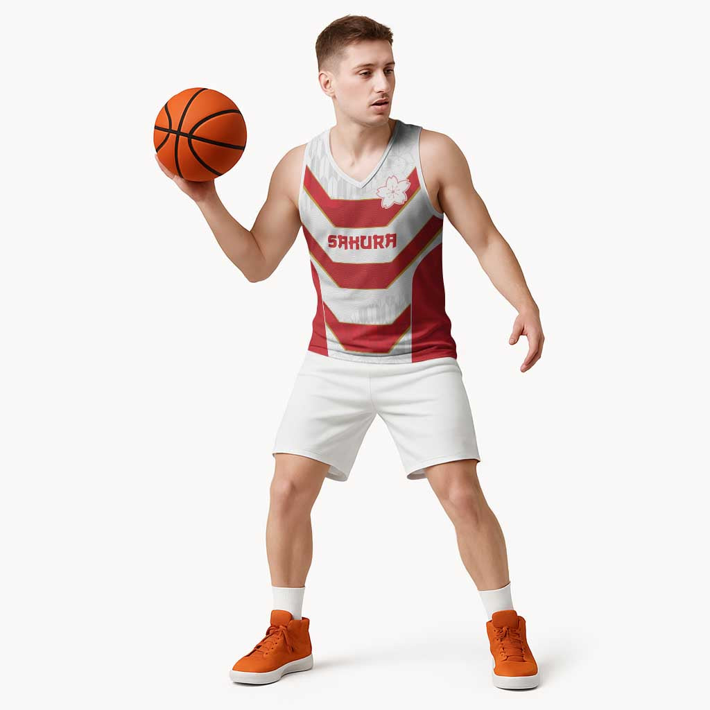 Japan Pacific Rugby 2022-23 Custom Basketball Jersey Red Sakura Japanese Wave Pattern LT9 - Polynesian Pride