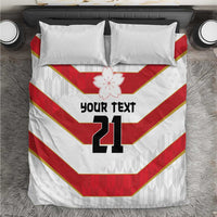 Japan Pacific Rugby 2022-23 Custom Bedding Set Red Sakura Japanese Wave Pattern