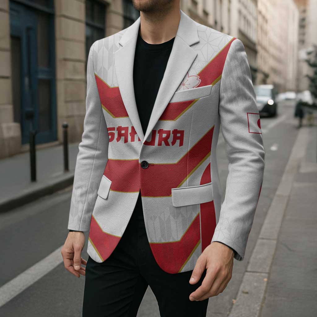 Japan Pacific Rugby 2022-23 Custom Blazer Red Sakura Japanese Wave Pattern - Polynesian Pride