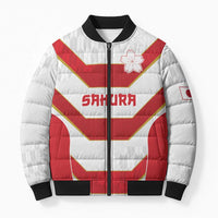 Japan Pacific Rugby 2022-23 Custom Bomber Puffer Jacket Red Sakura Japanese Wave Pattern LT9 Unisex Red - Polynesian Pride