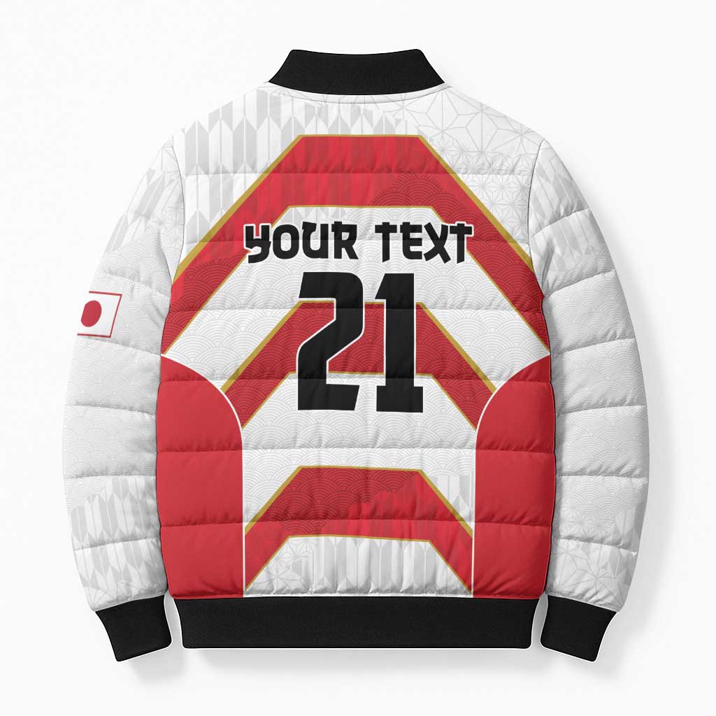 Japan Pacific Rugby 2022-23 Custom Bomber Puffer Jacket Red Sakura Japanese Wave Pattern LT9 - Polynesian Pride