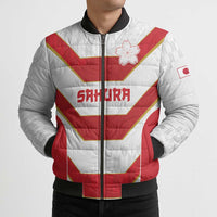Japan Pacific Rugby 2022-23 Custom Bomber Puffer Jacket Red Sakura Japanese Wave Pattern LT9 - Polynesian Pride