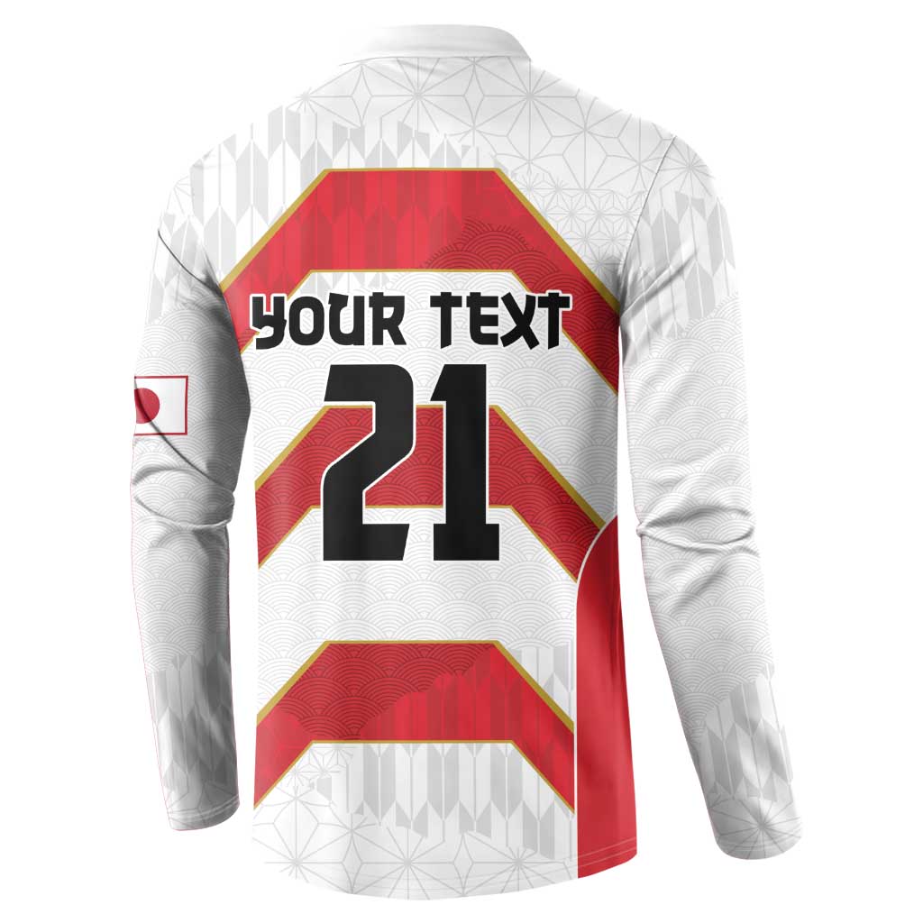 Japan Pacific Rugby 2022-23 Custom Button Sweatshirt Red Sakura Japanese Wave Pattern LT9 - Polynesian Pride