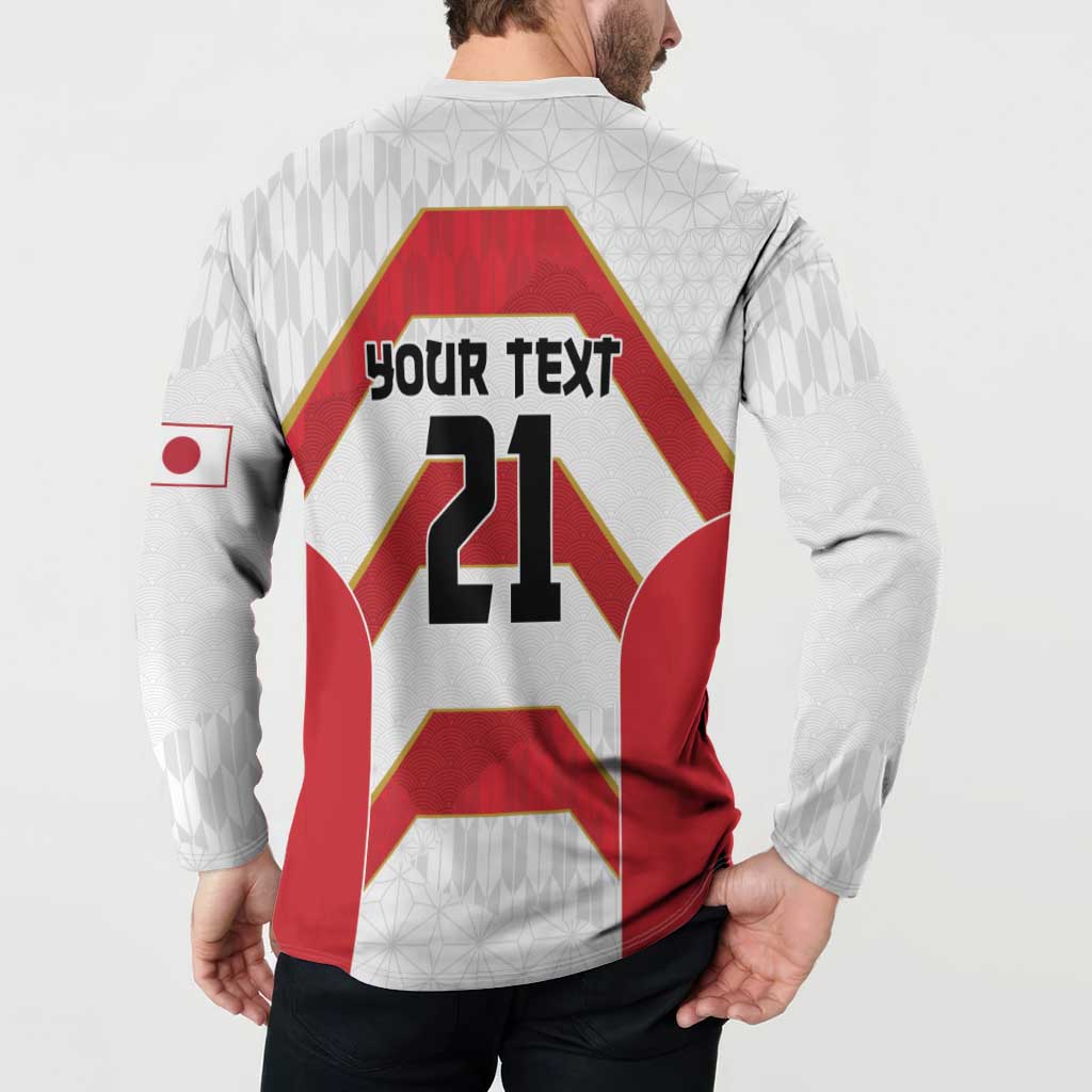 Japan Pacific Rugby 2022-23 Custom Button Sweatshirt Red Sakura Japanese Wave Pattern LT9 - Polynesian Pride