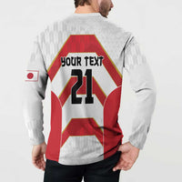 Japan Pacific Rugby 2022-23 Custom Button Sweatshirt Red Sakura Japanese Wave Pattern LT9 - Polynesian Pride