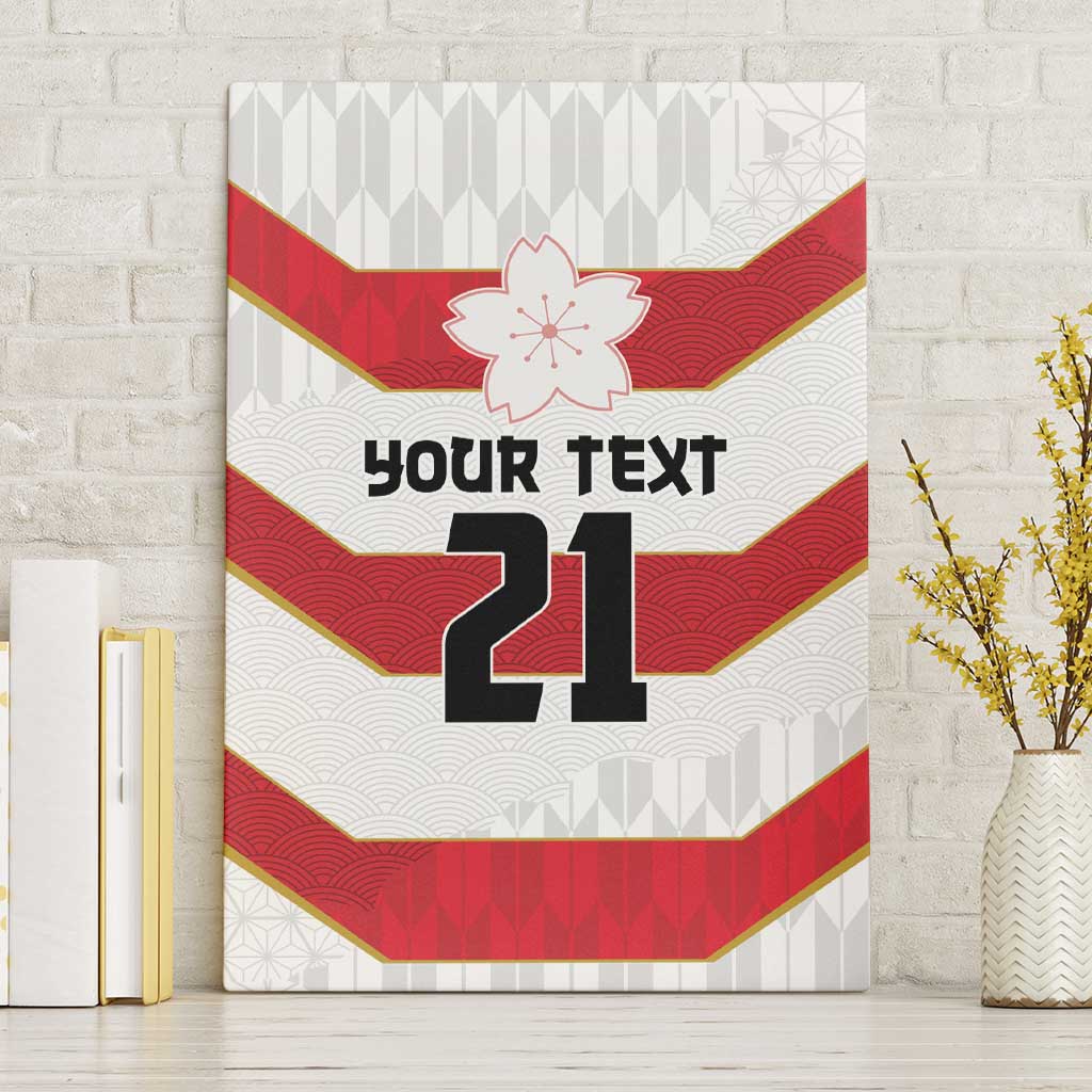 Japan Pacific Rugby 2022-23 Custom Canvas Wall Art Red Sakura Japanese Wave Pattern LT9 Without Frame Red - Polynesian Pride