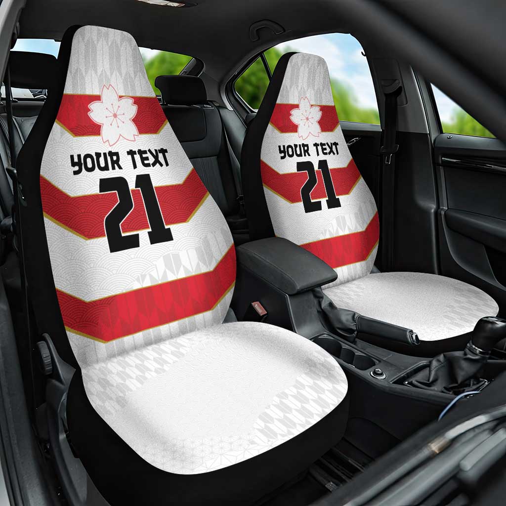 Japan Pacific Rugby 2022-23 Custom Car Seat Cover Red Sakura Japanese Wave Pattern
