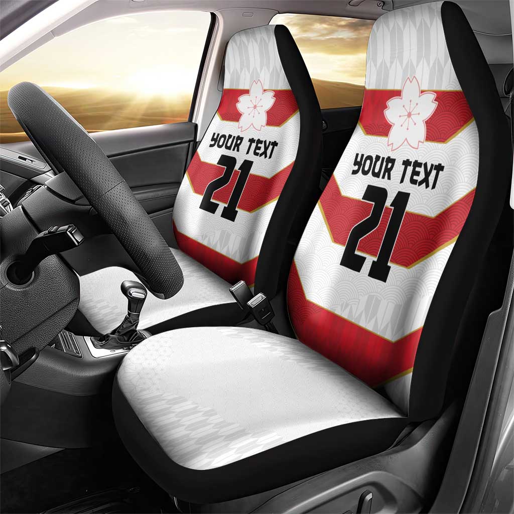 Japan Pacific Rugby 2022-23 Custom Car Seat Cover Red Sakura Japanese Wave Pattern