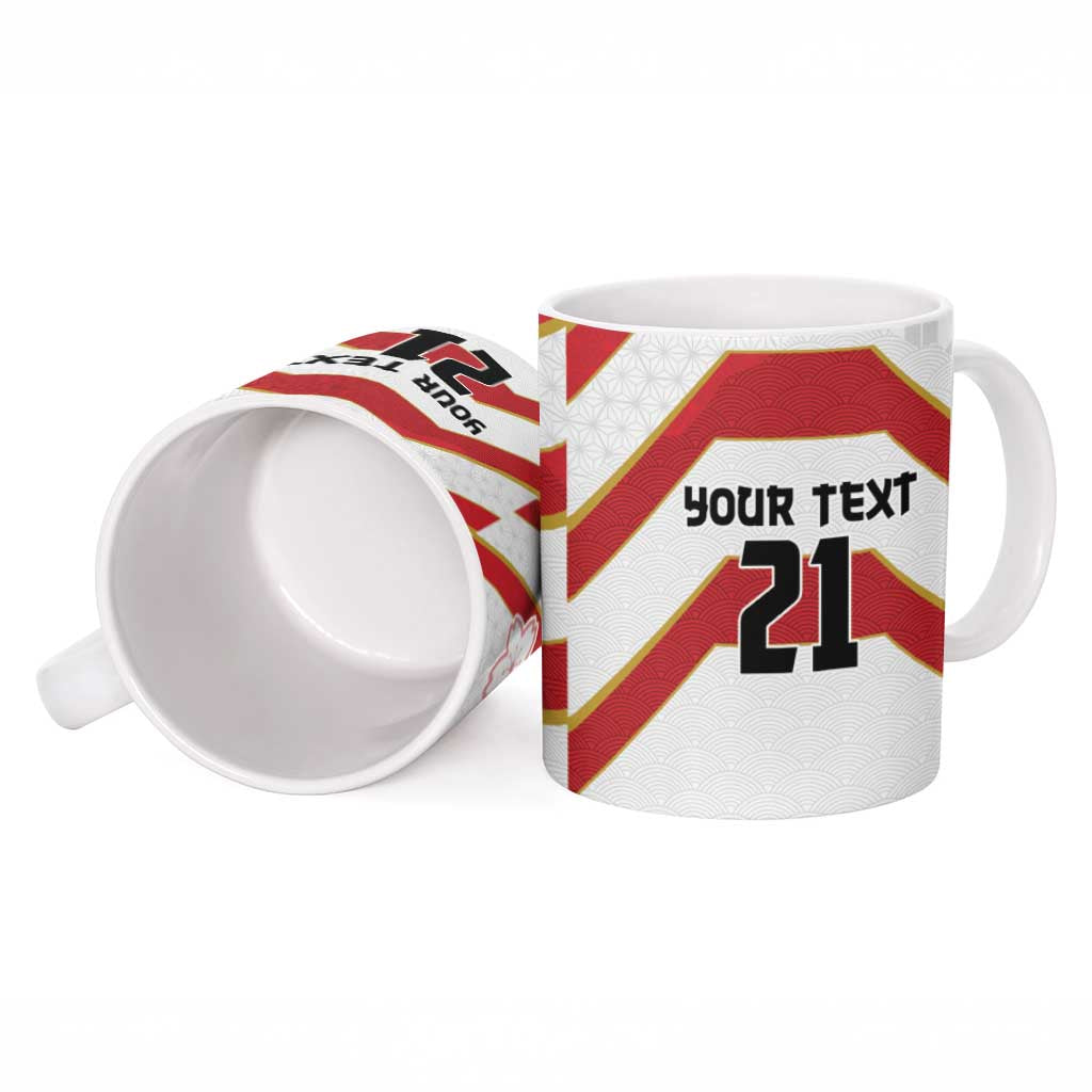 Japan Pacific Rugby 2022-23 Custom Ceramic Mug Red Sakura Japanese Wave Pattern LT9 - Polynesian Pride