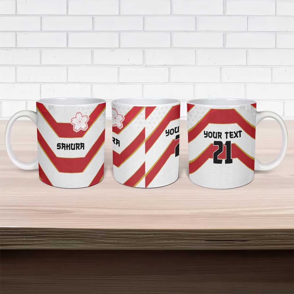 Japan Pacific Rugby 2022-23 Custom Ceramic Mug Red Sakura Japanese Wave Pattern LT9 - Polynesian Pride