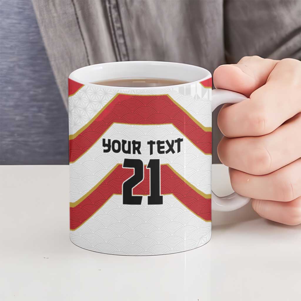 Japan Pacific Rugby 2022-23 Custom Ceramic Mug Red Sakura Japanese Wave Pattern LT9 - Polynesian Pride