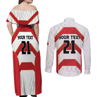 Japan Pacific Rugby 2022-23 Custom Couples Matching Off Shoulder Maxi Dress and Long Sleeve Button Shirt Red Sakura Japanese Wave Pattern LT9 - Polynesian Pride
