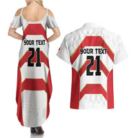 Japan Pacific Rugby 2022-23 Custom Couples Matching Summer Maxi Dress and Hawaiian Shirt Red Sakura Japanese Wave Pattern LT9 - Polynesian Pride