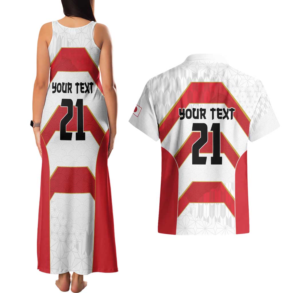 Japan Pacific Rugby 2022-23 Custom Couples Matching Tank Maxi Dress and Hawaiian Shirt Red Sakura Japanese Wave Pattern LT9 - Polynesian Pride