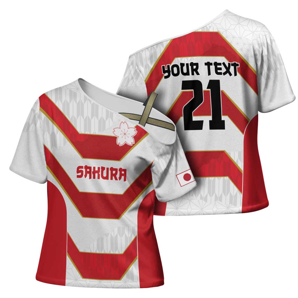 Japan Pacific Rugby 2022-23 Custom Cross Shoulder Shirt Red Sakura Japanese Wave Pattern LT9 - Polynesian Pride