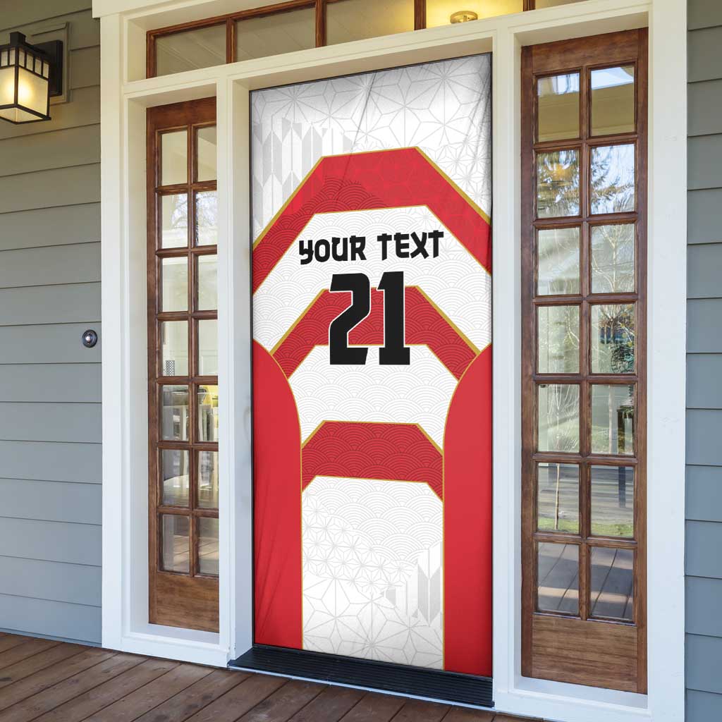 Japan Pacific Rugby 2022-23 Custom Door Cover Red Sakura Japanese Wave Pattern LT9 - Polynesian Pride