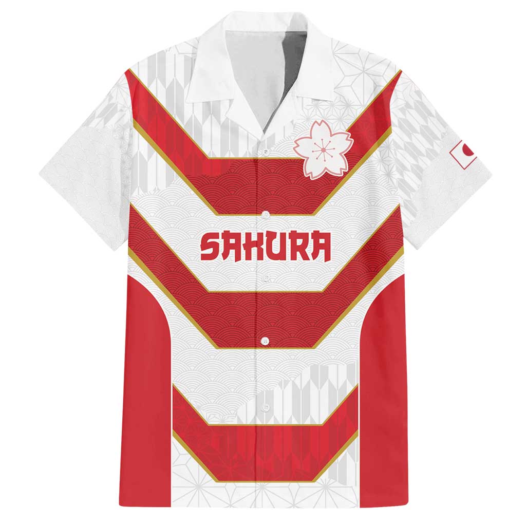 Japan Pacific Rugby 2022-23 Custom Family Matching Long Sleeve Bodycon Dress and Hawaiian Shirt Red Sakura Japanese Wave Pattern