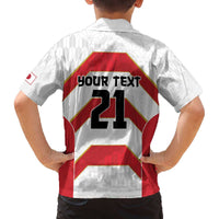 Japan Pacific Rugby 2022-23 Custom Family Matching Off The Shoulder Long Sleeve Dress and Hawaiian Shirt Red Sakura Japanese Wave Pattern