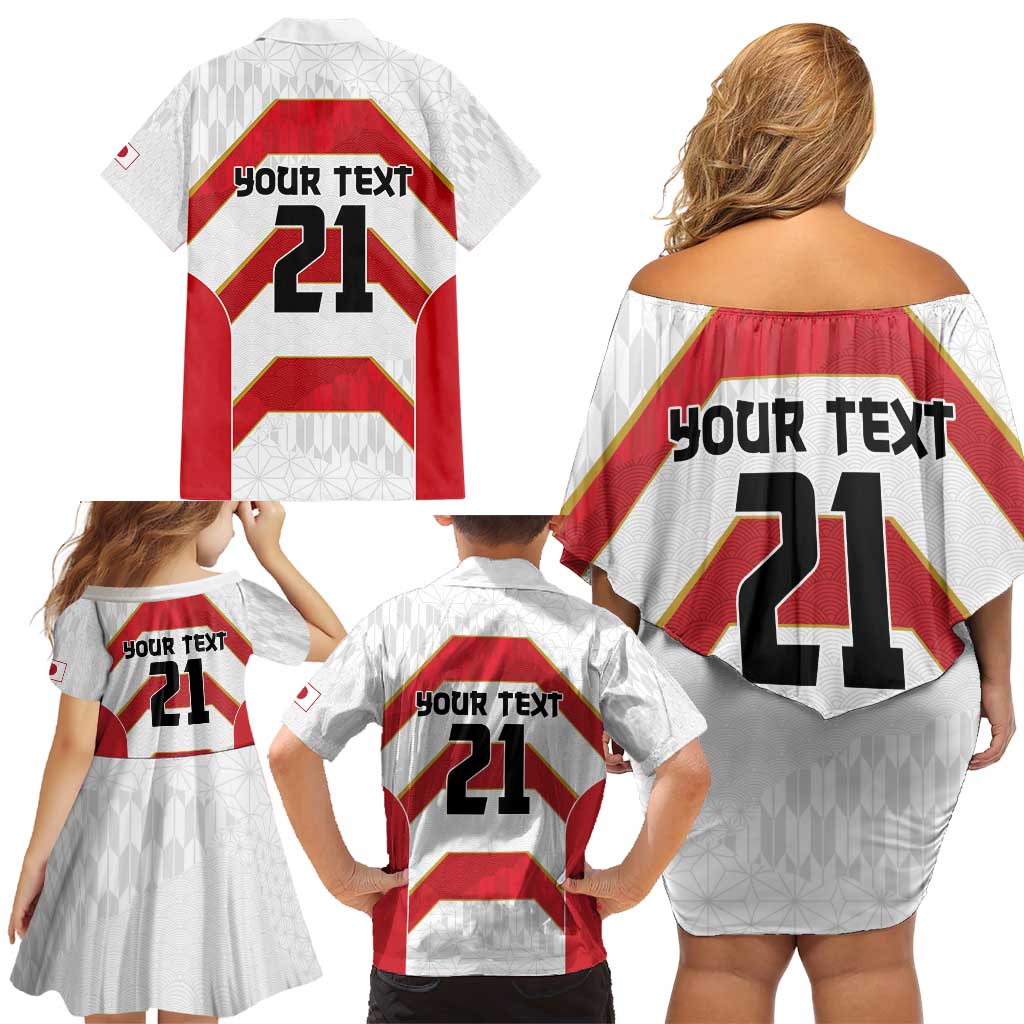Japan Pacific Rugby 2022-23 Custom Family Matching Off Shoulder Short Dress and Hawaiian Shirt Red Sakura Japanese Wave Pattern LT9 - Polynesian Pride