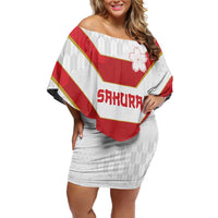 Japan Pacific Rugby 2022-23 Custom Family Matching Off Shoulder Short Dress and Hawaiian Shirt Red Sakura Japanese Wave Pattern LT9 Mom's Dress Red - Polynesian Pride