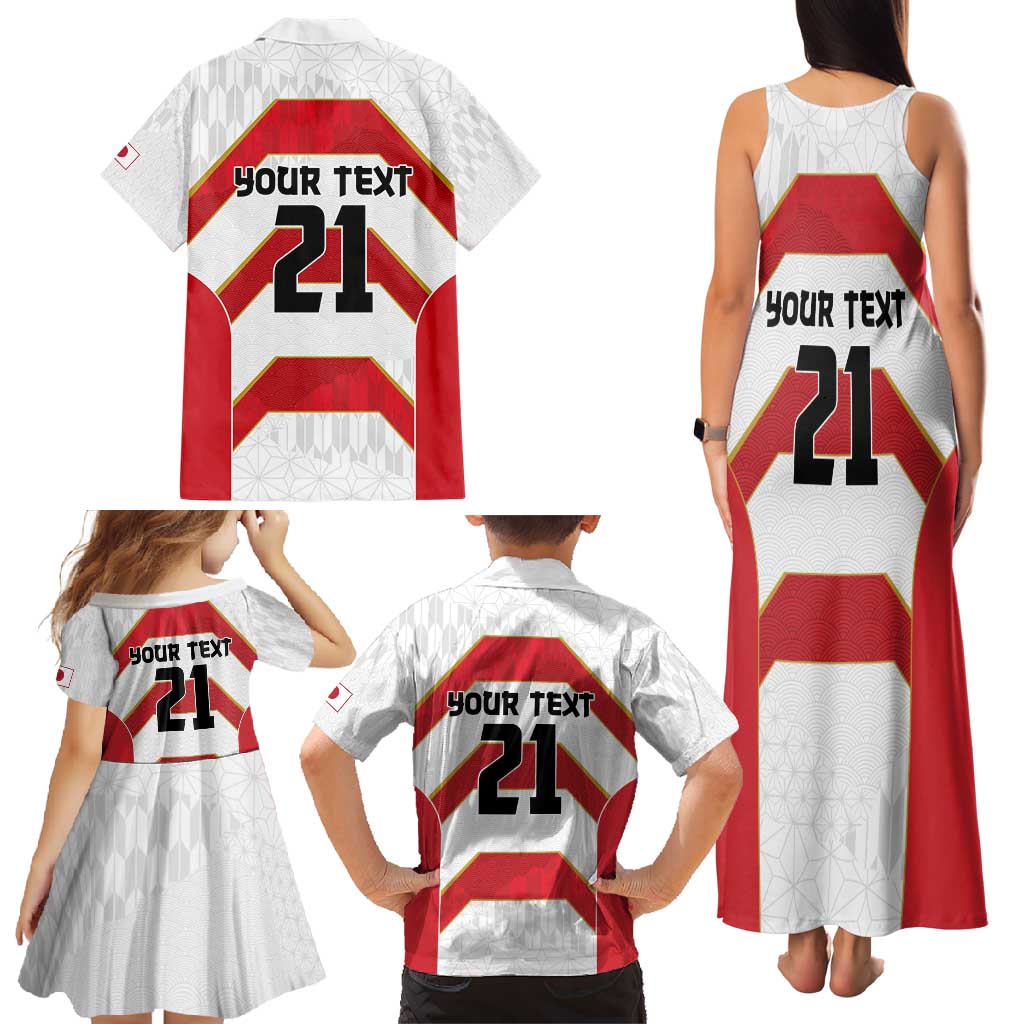 Japan Pacific Rugby 2022-23 Custom Family Matching Tank Maxi Dress and Hawaiian Shirt Red Sakura Japanese Wave Pattern LT9 - Polynesian Pride