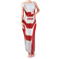 Japan Pacific Rugby 2022-23 Custom Family Matching Tank Maxi Dress and Hawaiian Shirt Red Sakura Japanese Wave Pattern LT9 Mom's Dress Red - Polynesian Pride