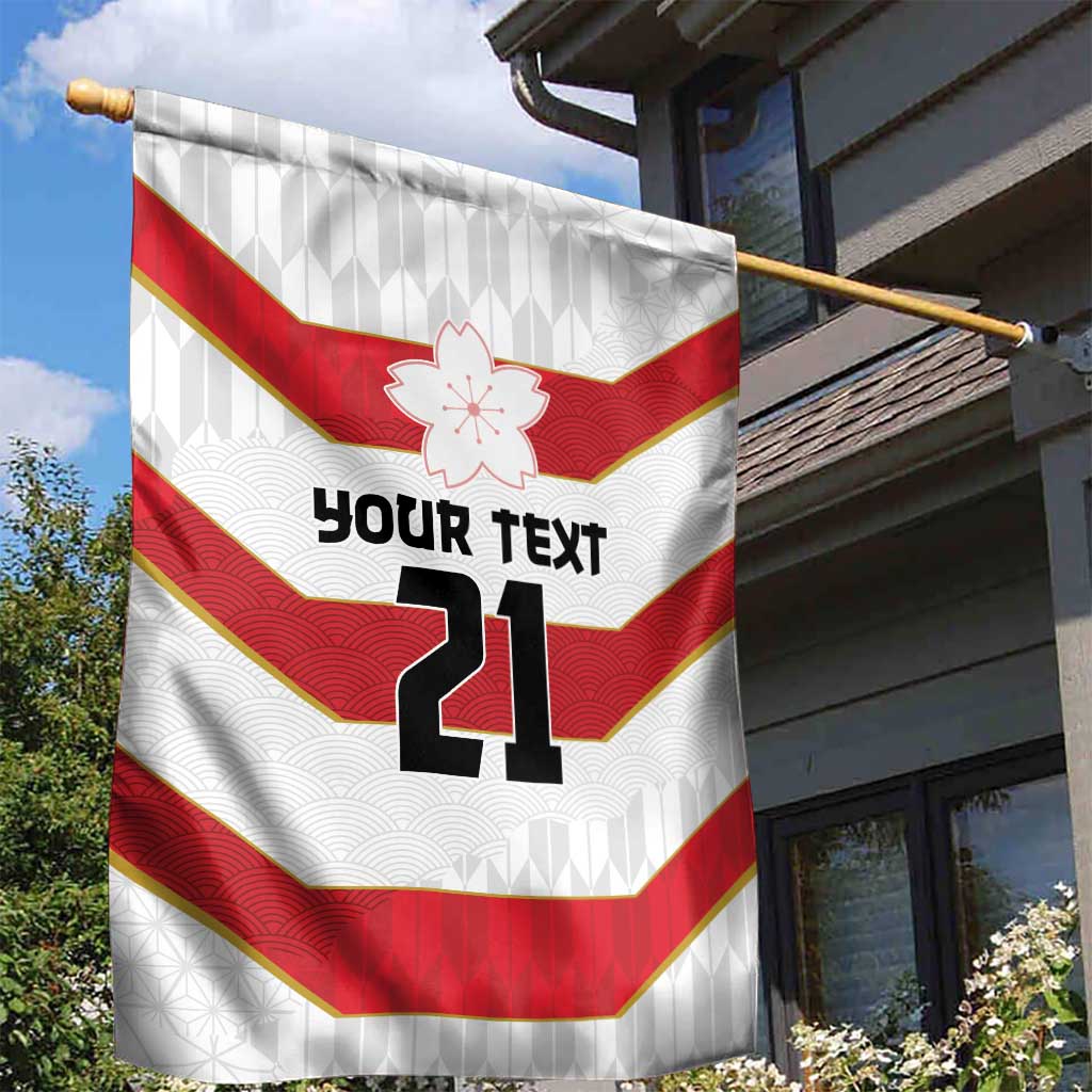 Japan Pacific Rugby 2022-23 Custom Garden Flag Red Sakura Japanese Wave Pattern
