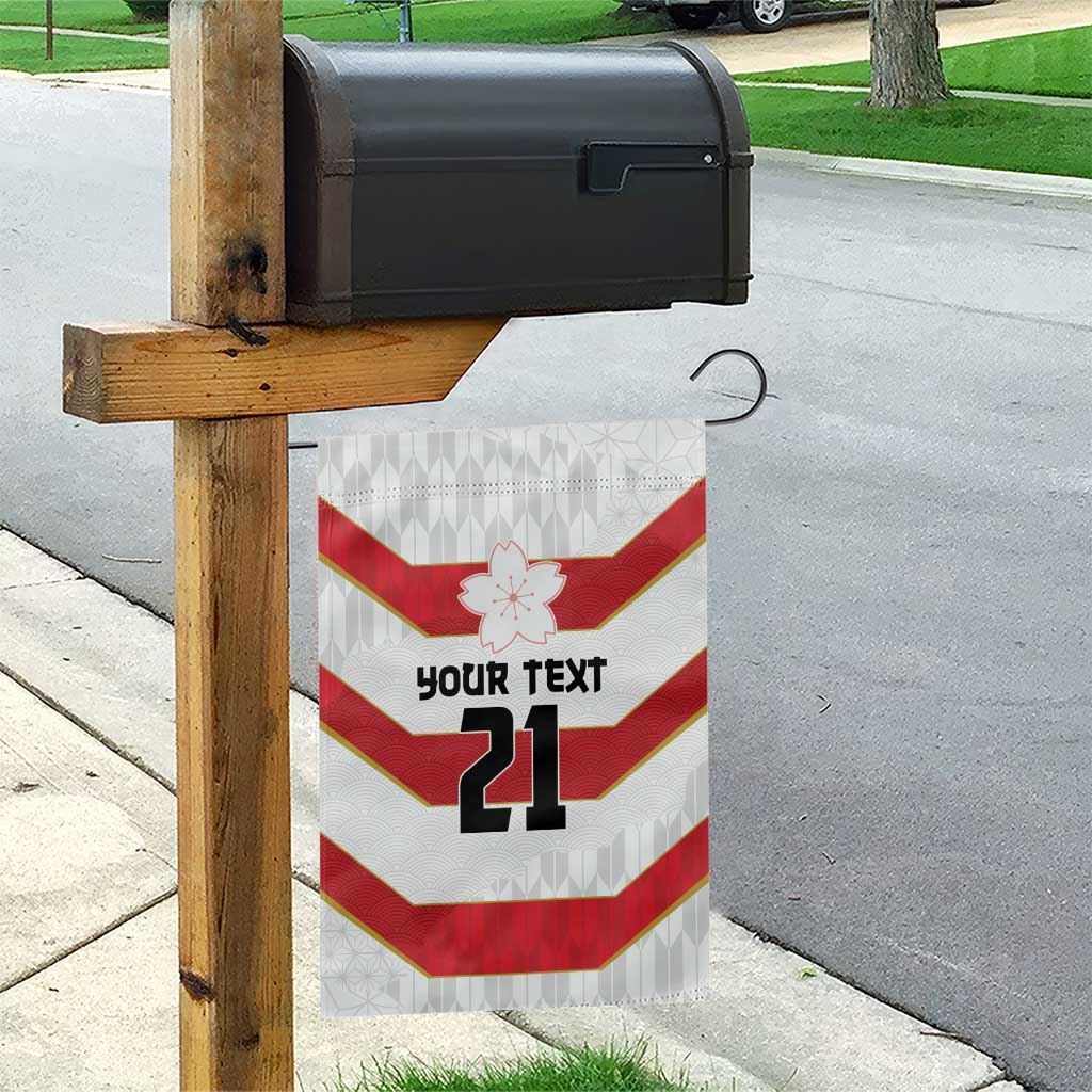 Japan Pacific Rugby 2022-23 Custom Garden Flag Red Sakura Japanese Wave Pattern