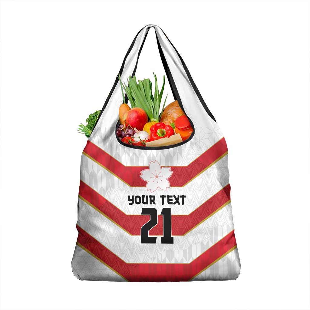Japan Pacific Rugby 2022-23 Custom Grocery Bag Red Sakura Japanese Wave Pattern LT9 1-pack One Size Red - Polynesian Pride