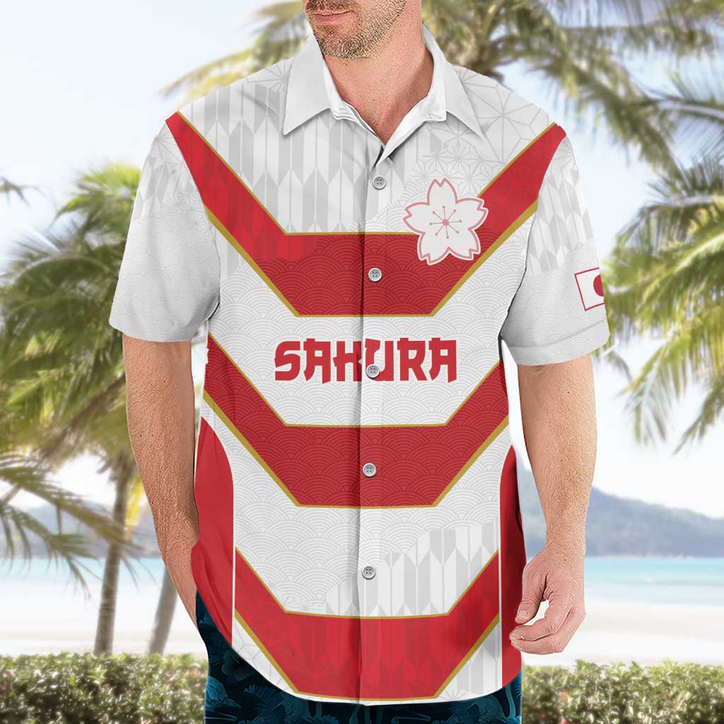 Japan Pacific Rugby 2022-23 Custom Hawaiian Shirt Red Sakura Japanese Wave Pattern LT9 - Polynesian Pride