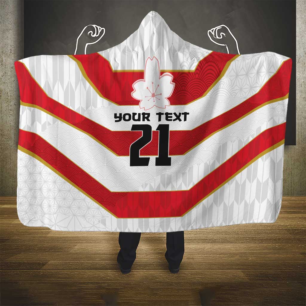 Japan Pacific Rugby 2022-23 Custom Hooded Blanket Red Sakura Japanese Wave Pattern LT9 - Polynesian Pride