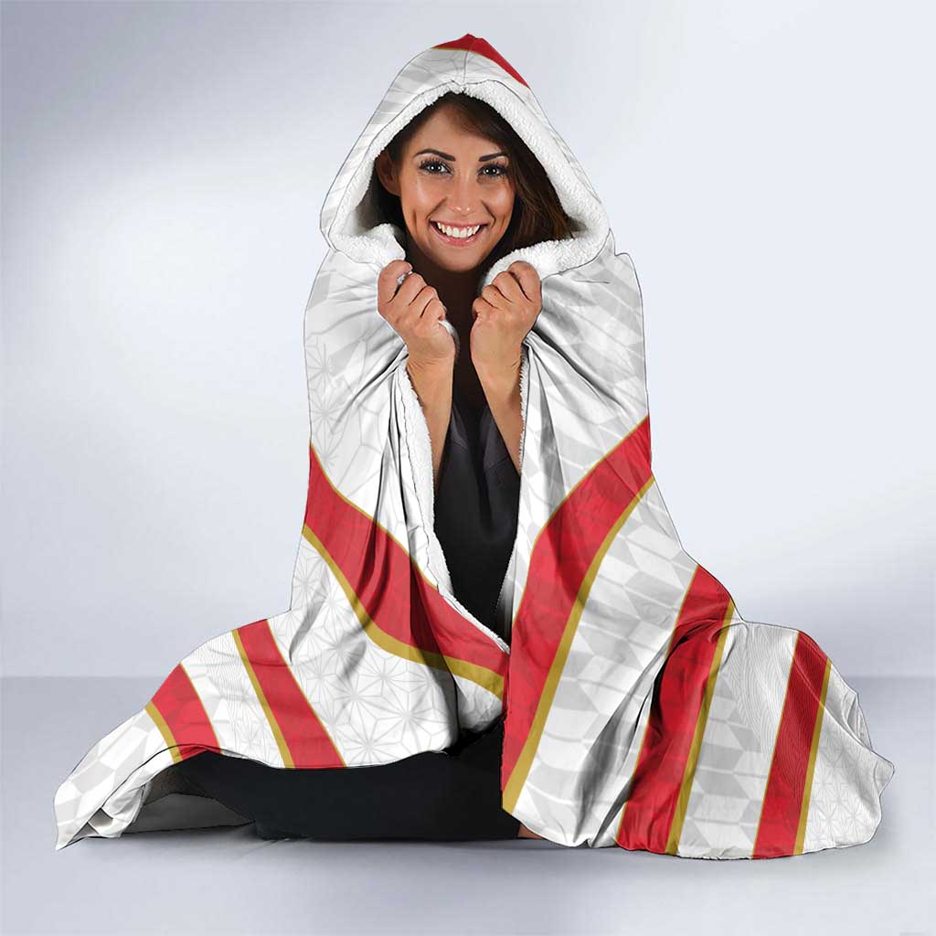 Japan Pacific Rugby 2022-23 Custom Hooded Blanket Red Sakura Japanese Wave Pattern LT9 - Polynesian Pride