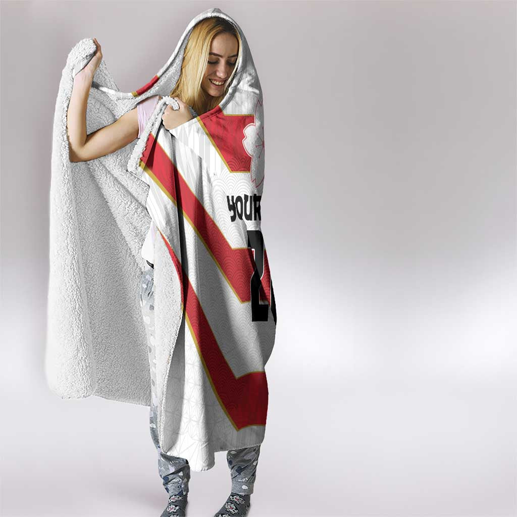Japan Pacific Rugby 2022-23 Custom Hooded Blanket Red Sakura Japanese Wave Pattern LT9 - Polynesian Pride