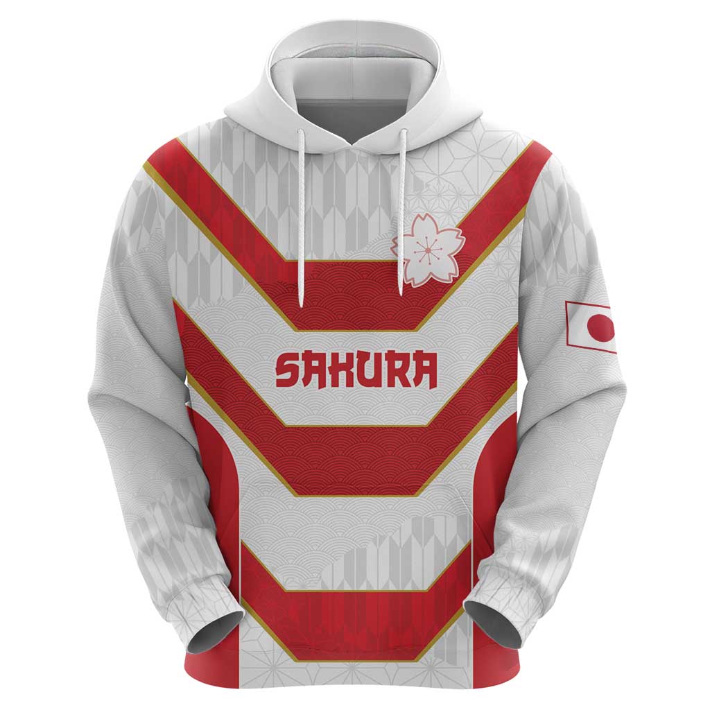 Japan Pacific Rugby 2022-23 Custom Hoodie Red Sakura Japanese Wave Pattern