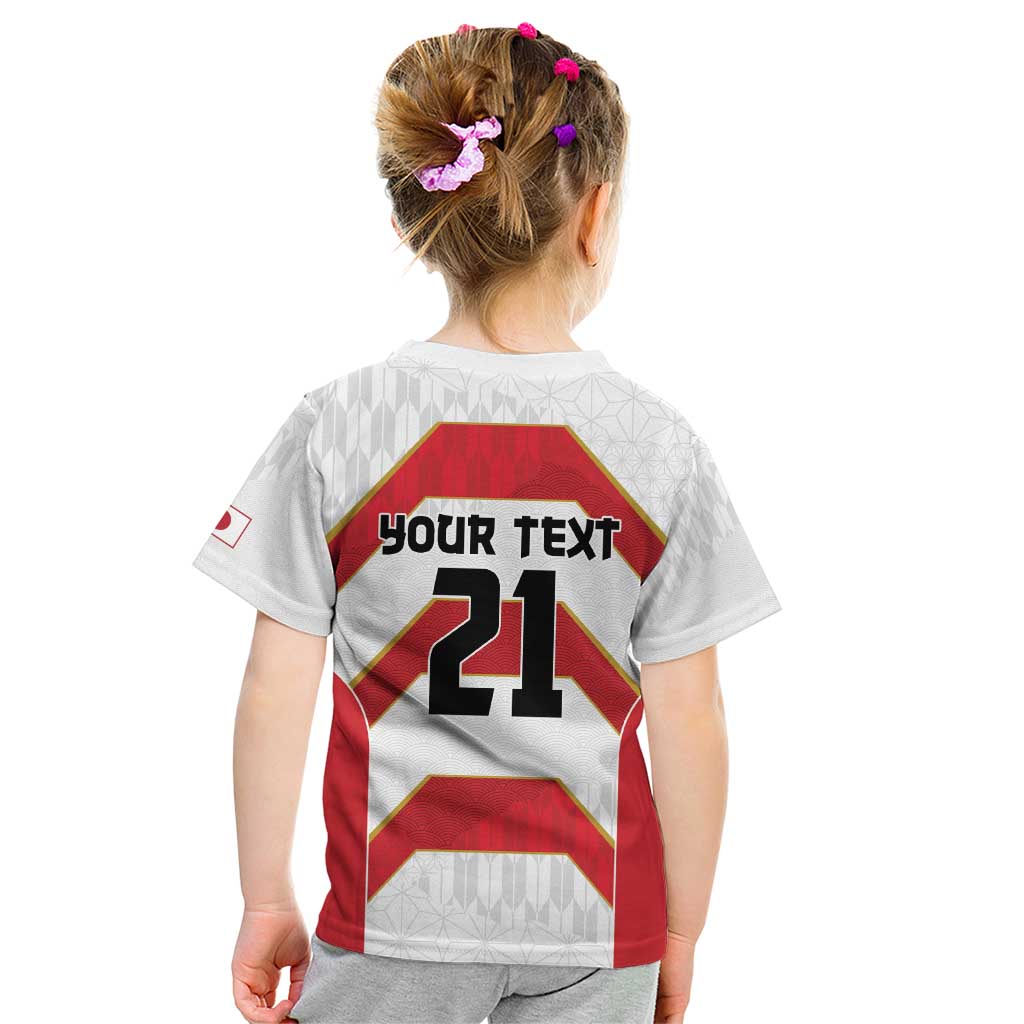 Japan Pacific Rugby 2022-23 Custom Kid T Shirt Red Sakura Japanese Wave Pattern